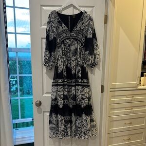 Black and White Tiered V-Neck Sundress